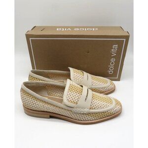 Dolce Vita Halley Ivory Multi Raffia Loafers Size 9 Women's Slip-On NEW